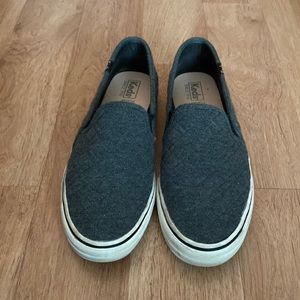 Gray fabric slip on sneakers! Size 9!